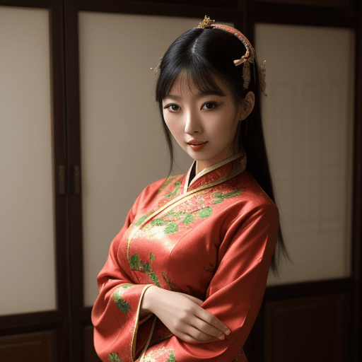 AI generated: photo of a beautiful oriental woman in traditional dress 