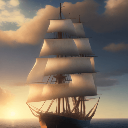 AI generated: Photo of a ultra realistic sailing ship, dramatic light, pale sunrise, cinematic lighting, battered,...