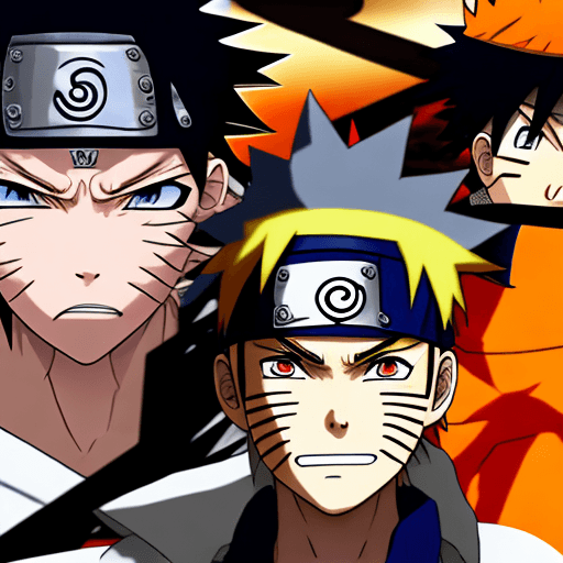 AI generated: A double exposure of NARUTO Anime. One character is NARUTO on the left side known for his vibrant or...