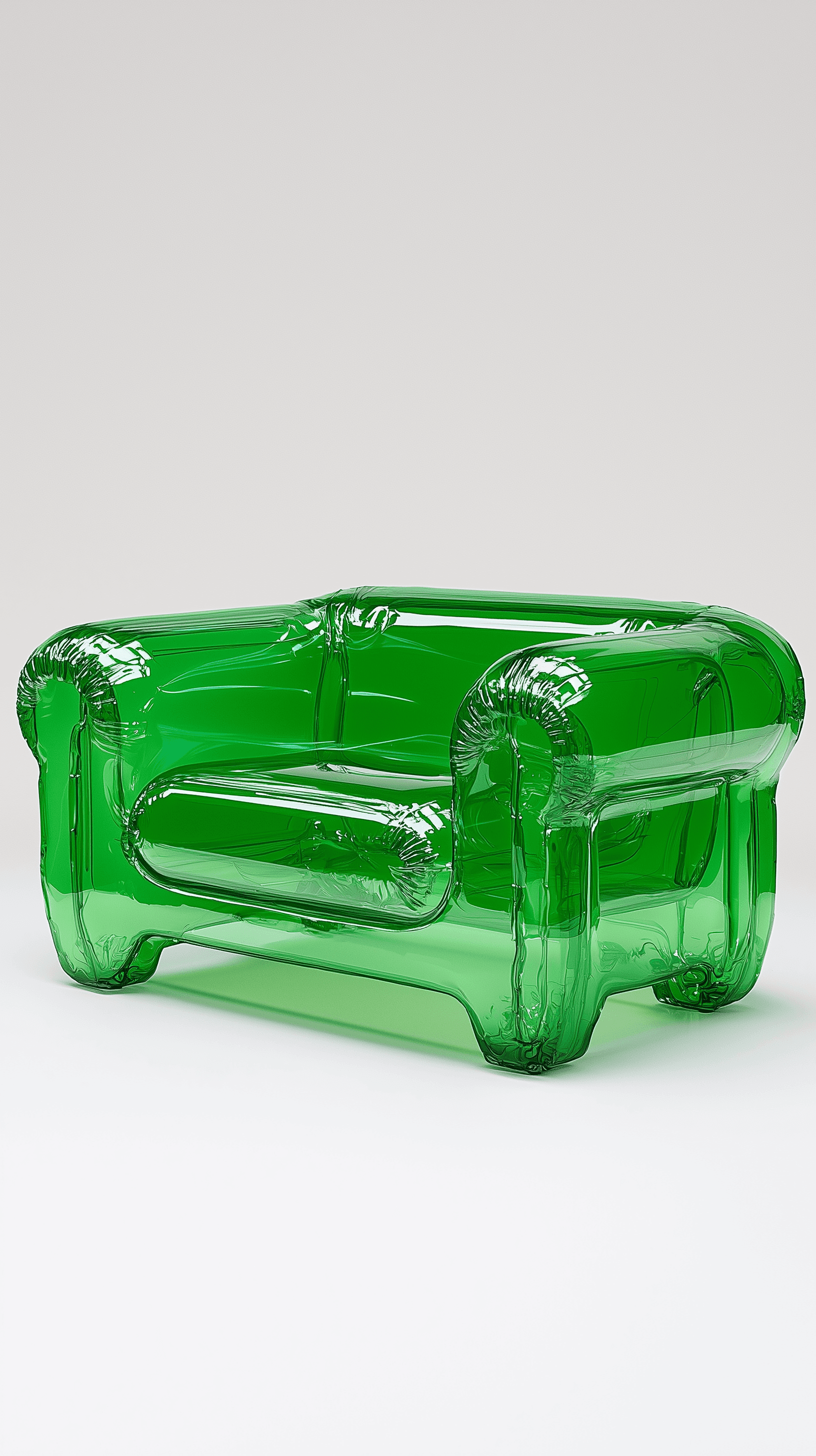 AI generated: hyper realistic, ultra-resolution photography, front shot, vibrant green color transparent vinyl mat...