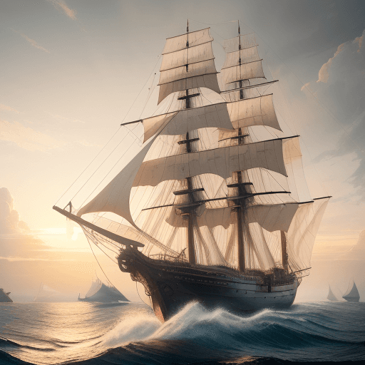 AI generated: Photo of a ultra realistic sailing ship, dramatic light, pale sunrise, cinematic lighting, battered,...
