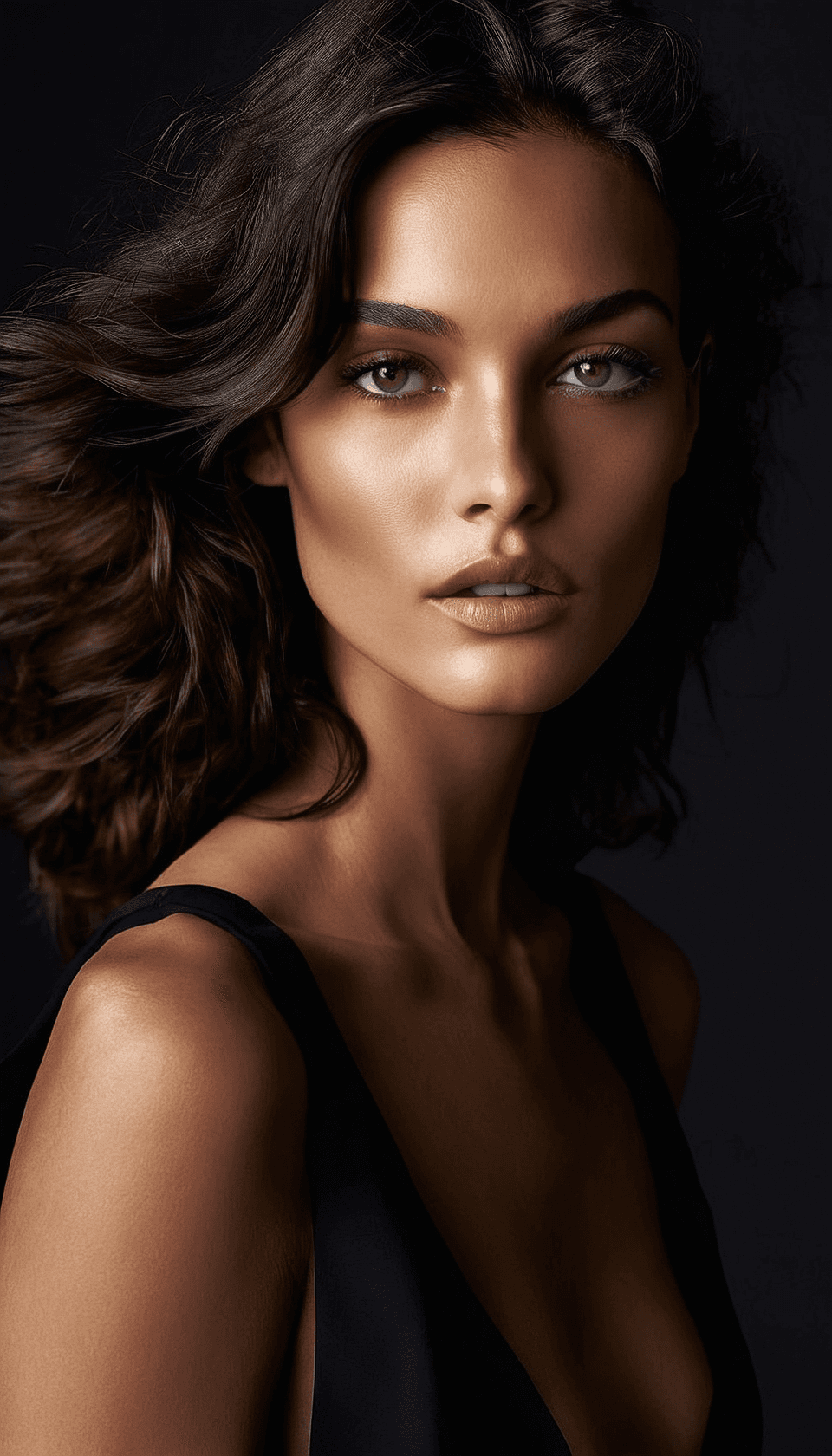 AI generated: Medium shot portrait of  a beautiful model in Donna Karan outfit, fashion shot, editorial, highly de...