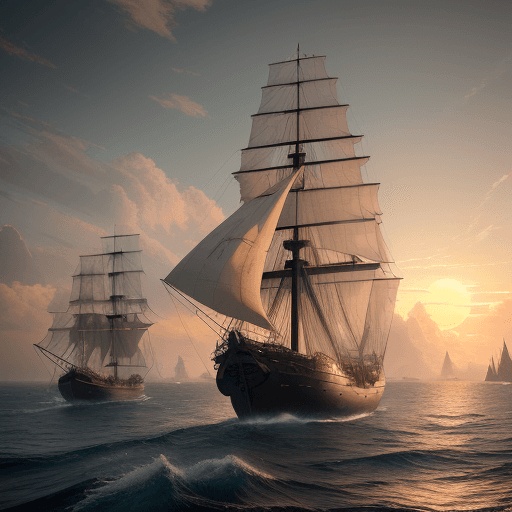 AI generated: Photo of a ultra realistic sailing ship, dramatic light, pale sunrise, cinematic lighting, battered,...