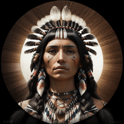 AI generated: a beautiful Native American woman, in the style of texture-rich layers, dark black and light black, ...