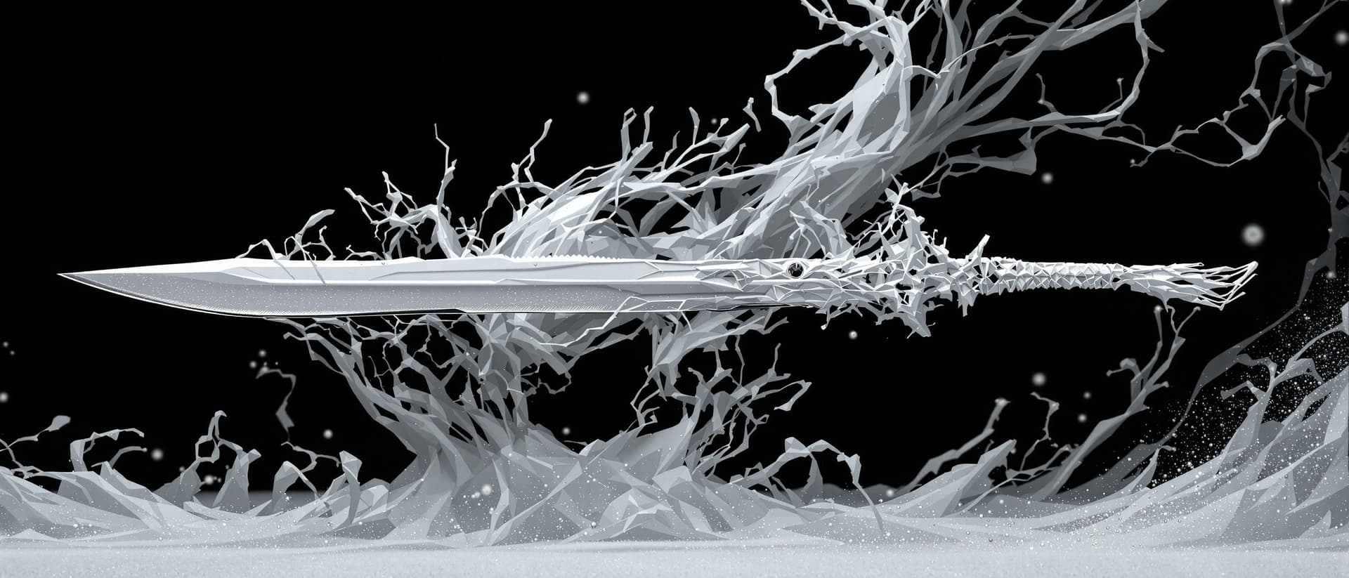 AI generated: white arasaka mantis blade, black background centered, white, fine luster, clay materials, punk, IP ...