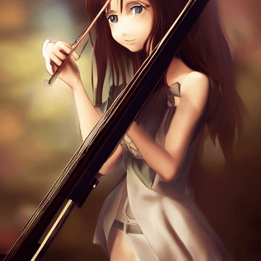 AI generated: anime girl Playing the violin instrument , digital Art, realistic, detailed, Trending cinematographi...