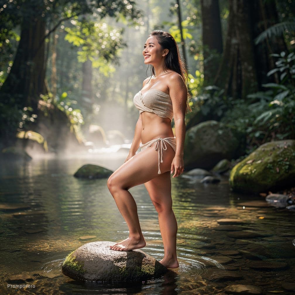 AI generated: <IMAGE_COMPOSITION>
	<COSPLAY_THEMES_MODEL>A young Indonesian widow, curvy with 34G melon-sized brea...