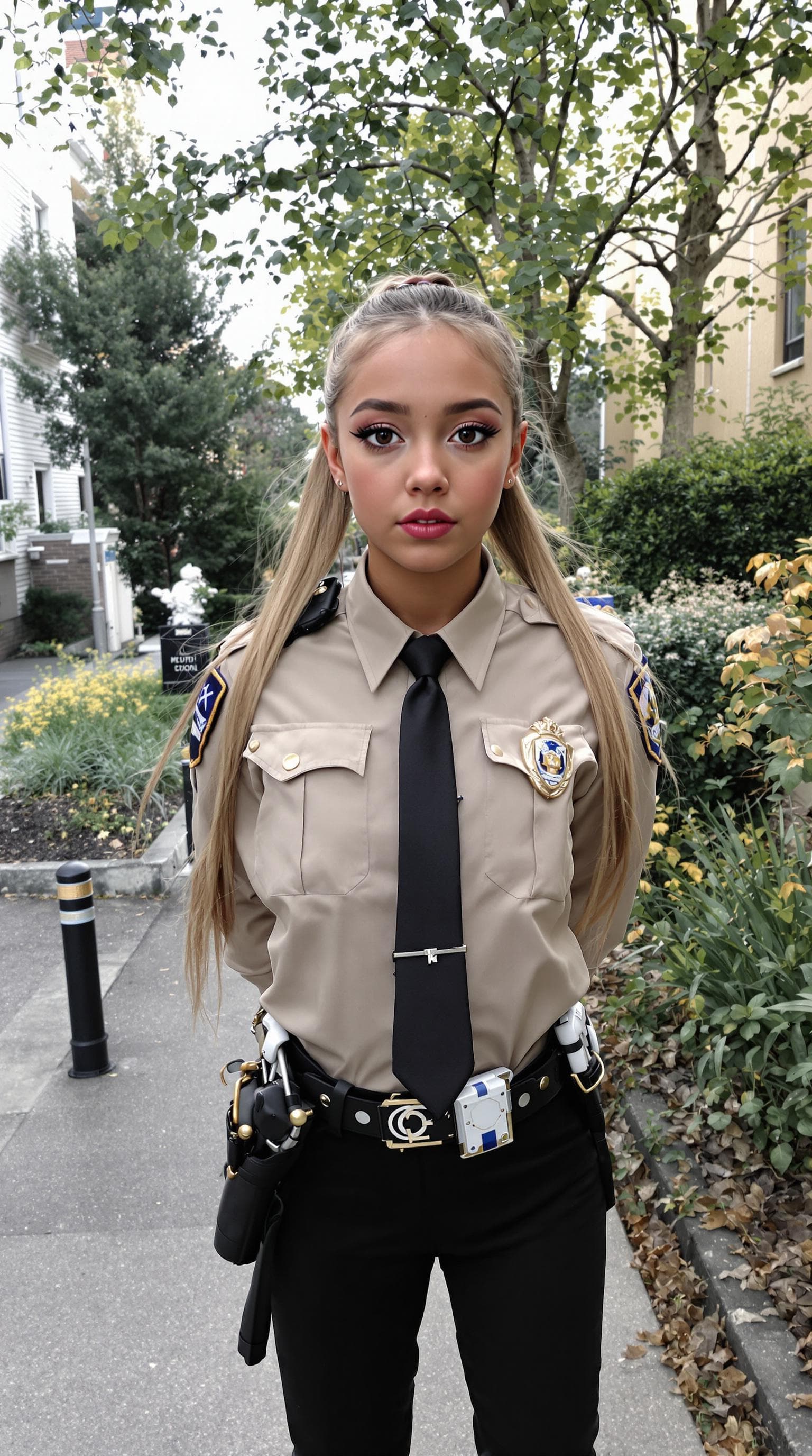 AI generated: a professional photo of a exceptionally of the most beautiful (age 11) American secrete service, (fu...
