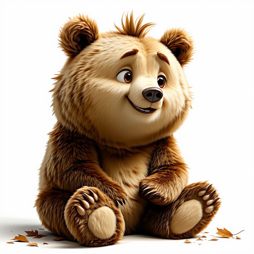 AI generated: Create a fluffy bear with animated facial expression that can be used for consistent character in st...
