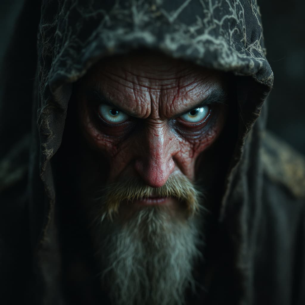 AI generated: hyper-realistic  wide shot (fabled character tale1:3) from the dark kingdom, with detailed eyes, clo...