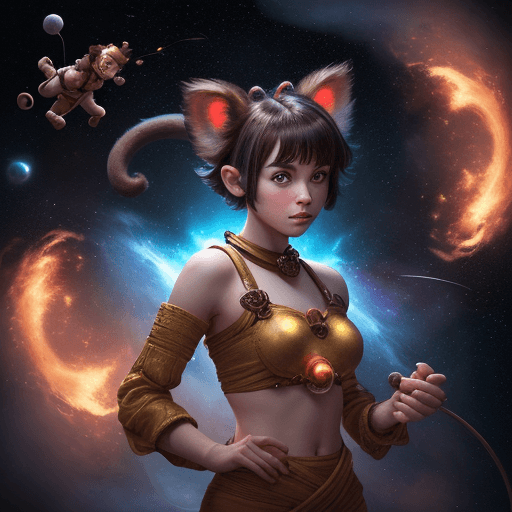 AI generated: high resolution cinematic portrait of a young beautiful and cute anthropomorphic female monkey with ...