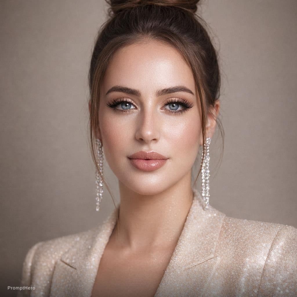 AI generated: {
  "subject_and_concept": {
    "exact_subject": "High-fashion portrait of a young woman.",
    "ex...