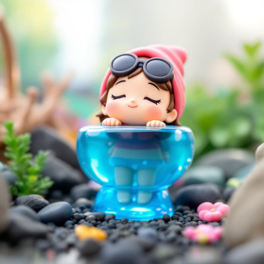 AI generated: A cute little hybrid figure with a Western
girl's face, wearing glasses and a gnome-like
body floati...