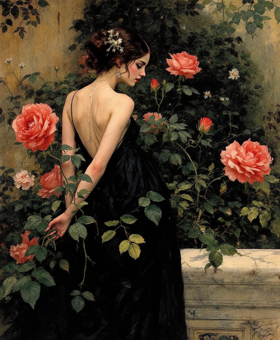 AI generated: Prompt: (Masterpiece), ((The Soul of the Rose, 1908 by artist: John William Waterhouse (English, 184...