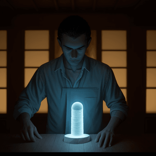 AI generated: personaje hombre en silueta oscura entre dimensiones con gaban.  