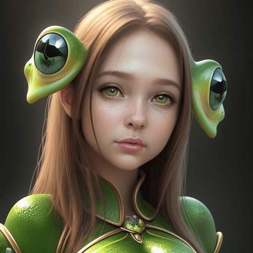 AI generated: photo fantasy girl frog face photorealistic high detail