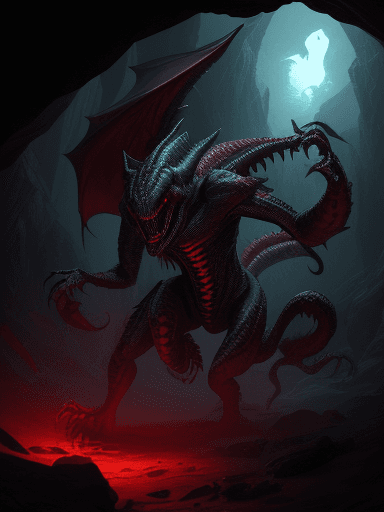 AI generated: Full body photo of a scary alien creature that looks like a humanoid dragon with venom coming out fr...
