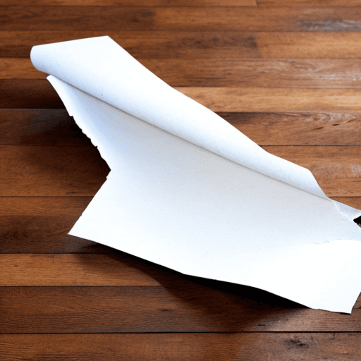 AI generated: crushed white paper on a wooden floor

