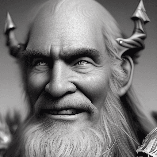 AI generated: A photograph styled  the universe of warhammer fantasy role play, of A short round man with matted h...