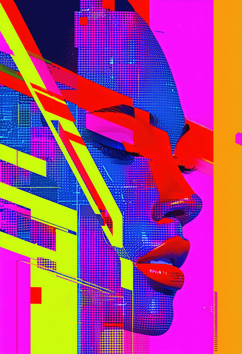 AI generated: Digital pop art illustration, new pop art bllended with art deco inspired, vibrant colors, surrealis...