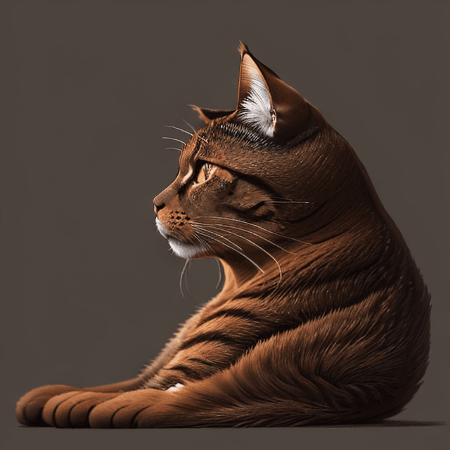 AI generated: side view of a nice, wise, giant brown cat, side view, 8k