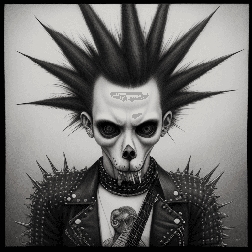 AI generated: music Album cover picture, Punk, surreal art, pencil art, animals, punks