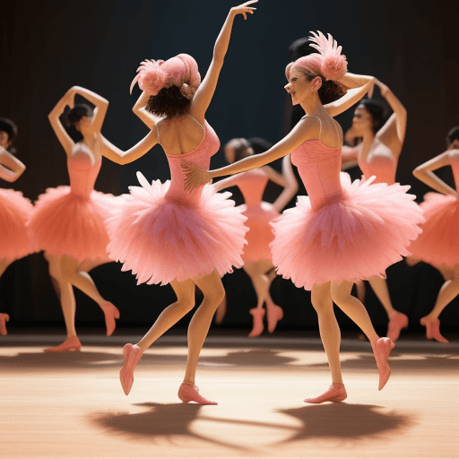 AI generated: Women dancing flamingos