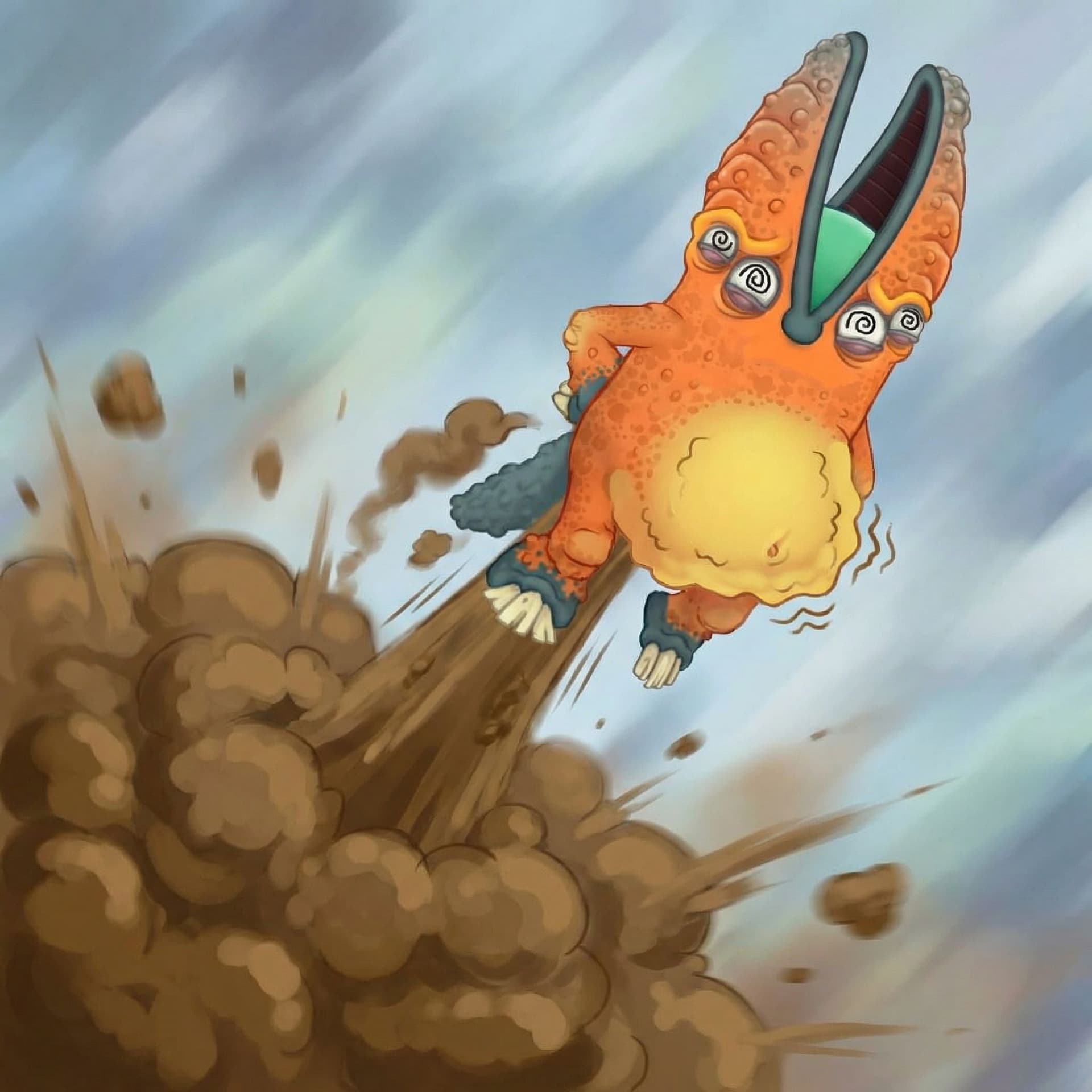 AI generated: Digital Art Style. They are flying from the strength of the explosive diarrhea. They are also hypnot...