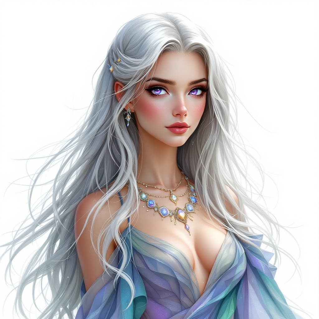 AI generated: Design a mature, powerful character named Astraea, a mystical guardian of the natural world and cele...