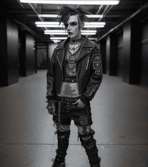 AI generated: Hyper photorealistic eye level full-body photograph of a male clothing brand model, outfit style ble...