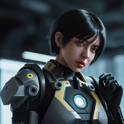 AI generated: sci fi character art, cool artwork, futuristic style, in the style of 32k uhd, atey ghailan, geoff j...