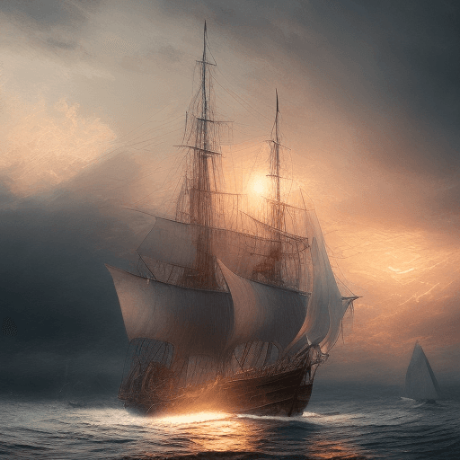 AI generated: Allah is nailed to a cross Photo of a ultra realistic sailing ship, dramatic light, pale sunrise, ci...