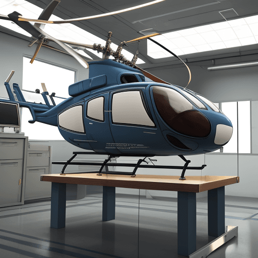 AI generated: Icon style, metrology laboratory measuring one helicopter