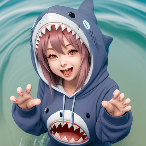 AI generated: 1 girl, anime, <lora:lucky_star_offset:1> ,shark,cute, kawaii, girl, shark hoodie, light smile,from ...