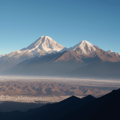 AI generated: Andes mountain range over Santiago de Chile. 8k.