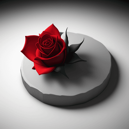 AI generated: octane render, 3d render photo of a rose laid down on it's side, black backround, white light, wide ...