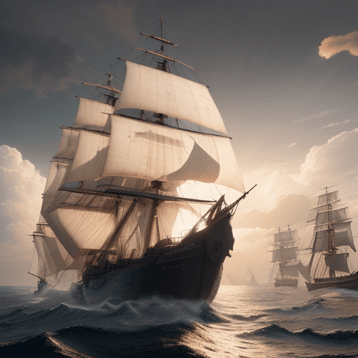 AI generated: Photo of a ultra realistic sailing ship, dramatic light, pale sunrise, cinematic lighting, battered,...