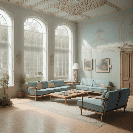 AI generated: High resolution photography interior design, dreamy sunken living room conversation pit, wooden floo...