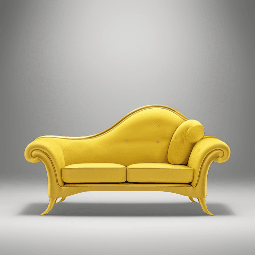AI generated: pop art furniture design, curved banana cluster form, ergonomic seating, golden yellow velvet, premi...