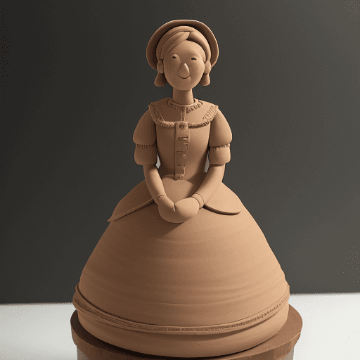 AI generated: a craft clay picture of a woman wearing a dress 
