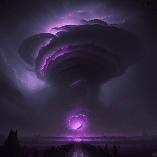 AI generated: eye of the tornado, tornado, storm tornado, tornado. violet theme, dark masterpiece artstation. 8 k,...