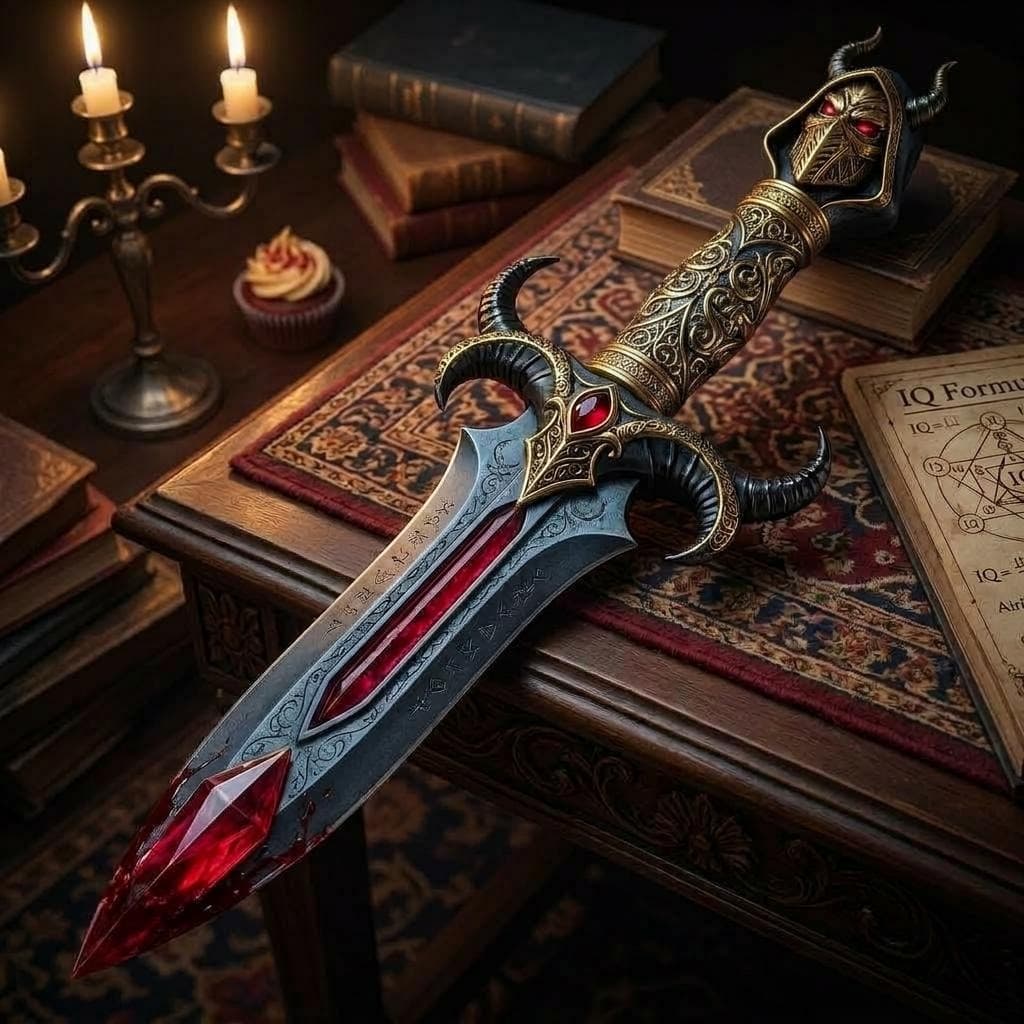 AI generated: delete the three rings from the handle of this blade