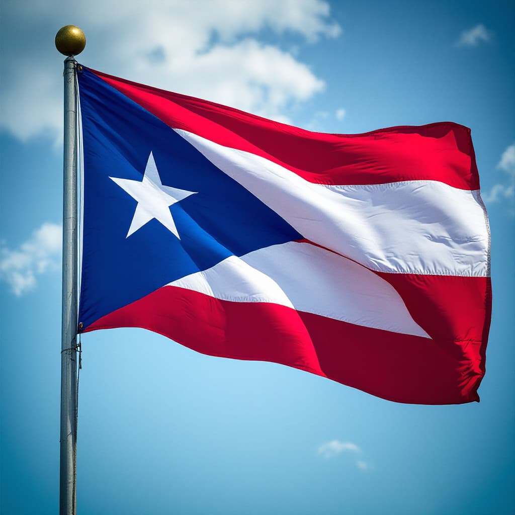 AI generated: Puerto Rican flag in greatest style.