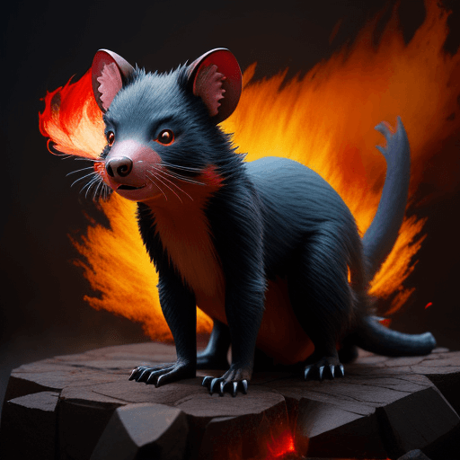 AI generated: tasmanian devil, red fire, burning, ashes, 8k