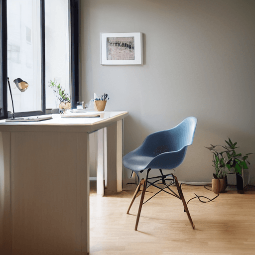 AI generated: high resolution photography with Programmer Working in an office table, small windows opening onto t...