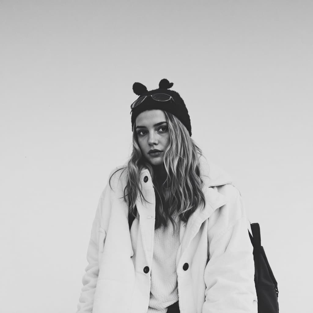 AI generated: girl behind b&w