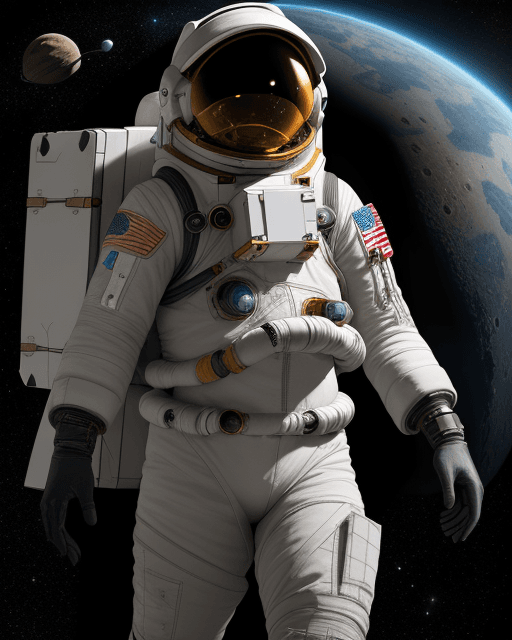 AI generated: An adventurous human character wearing an advanced space exploration suit, exploring uncharted plane...