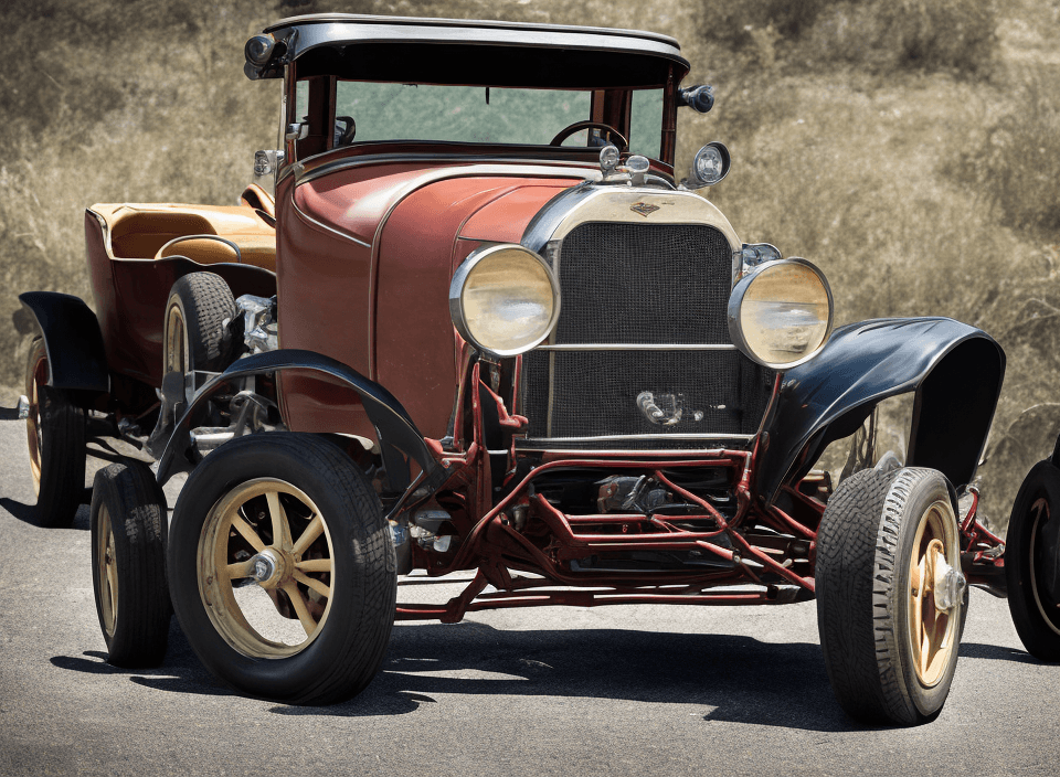 AI generated: 1922 Chevrolet 490, Sideways from the front view, Style: cinematic photography by James Barnork