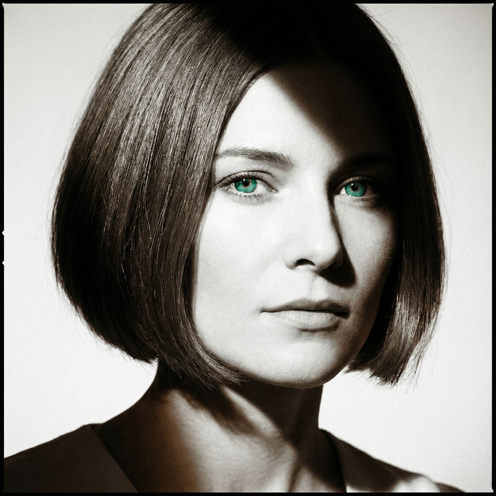 AI generated: a black and white photo of a woman with shadow., in the style of minimalist beauty, light bronze and...