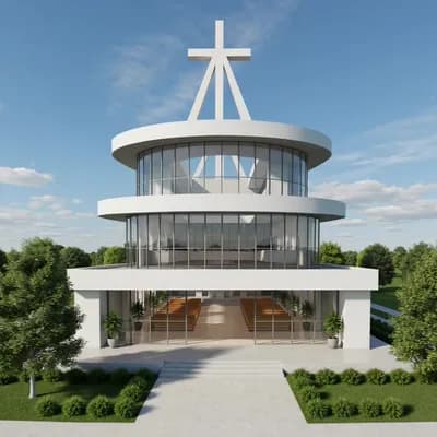 AI generated video: Une église 3 niveau moderne 
